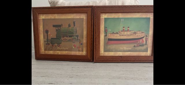 2 Cuadros Infantiles Tren y Barco