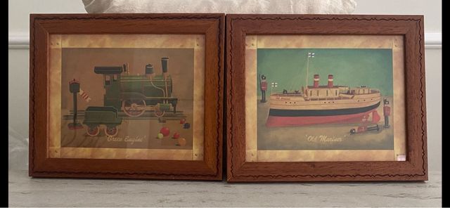 2 Cuadros Infantiles Tren y Barco