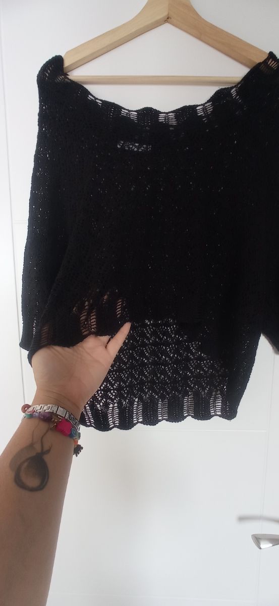 Jersey calado negro talla única