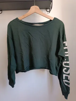 Sudadera corta verde