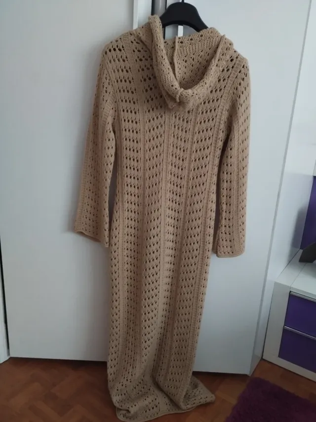 Chaqueta larga de punto beige Talla L