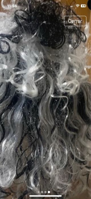 Halloween, ￼Peluca larga disfraz blanco y negro Ha