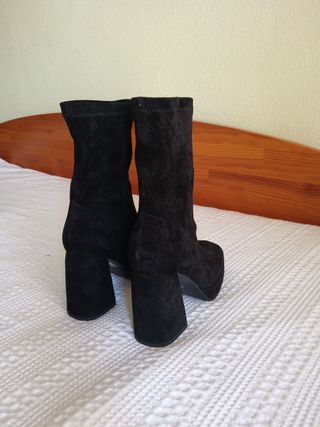 Botines negros tacón plataforma mujer