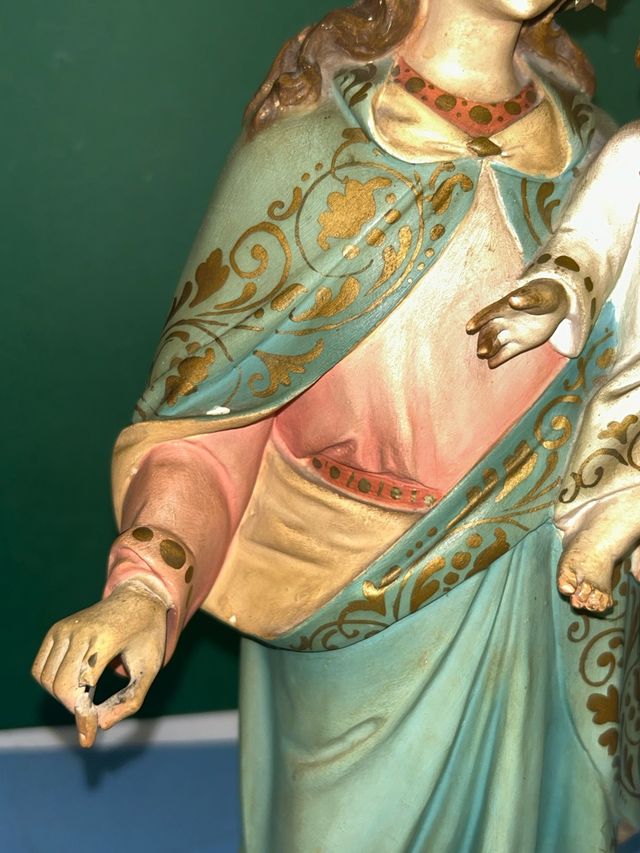 ANTIGUA VIRGEN MARÍA AUXILIADORA CON NIÑO 43 cm