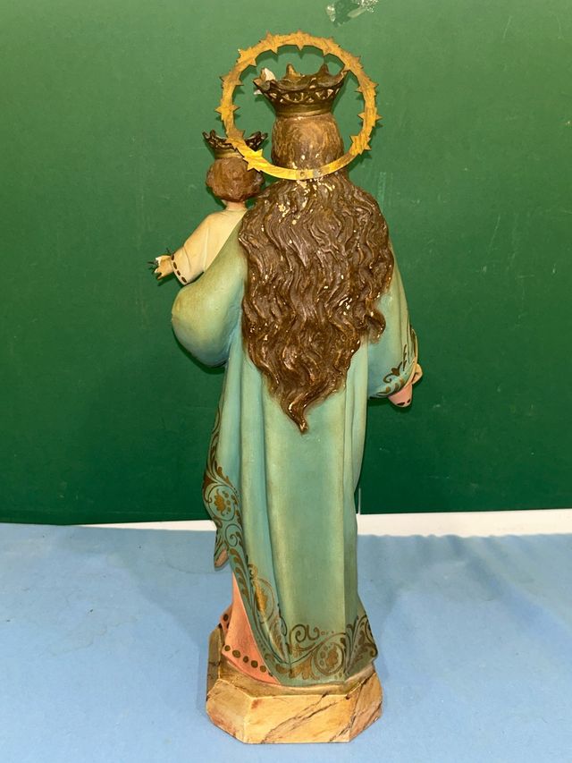 ANTIGUA VIRGEN MARÍA AUXILIADORA CON NIÑO 43 cm