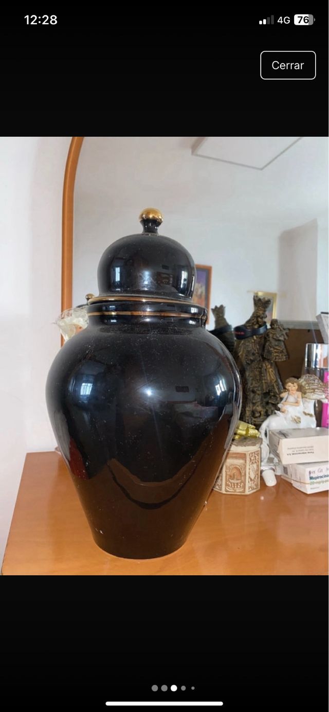 Jarrón de porcelana con pavo real