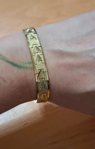 Pulsera Acero Baño Oro Diseño Geométrico
