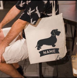 Tote bag perro salchicha (teckel) personalizada