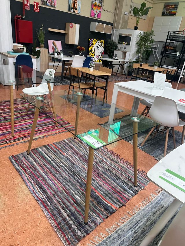 Mesa comedor/escritorio cristal y madera