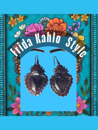 Orecchini Cuore Sacro ex voto Frida Kahlo Style
