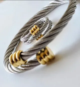 Conjunto Pulsera y Anillo Acero 