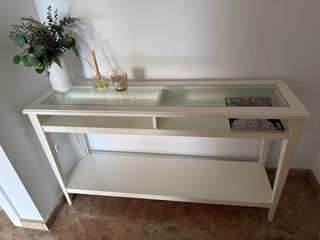 Mueble recibidor cristal y madera