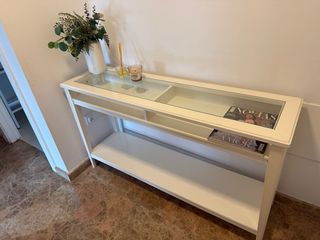 Mueble recibidor cristal y madera