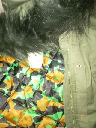Parka Oversize Talla M Verde y Multicolor