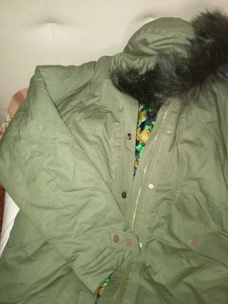 Parka Oversize Talla M Verde y Multicolor