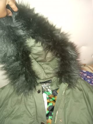 Parka Oversize Talla M Verde y Multicolor