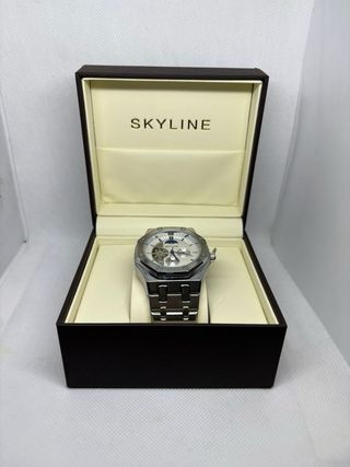Reloj Skyline Plata y Blanco