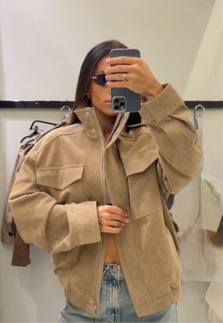 Chaqueta Zara Piel Ante - Viral 