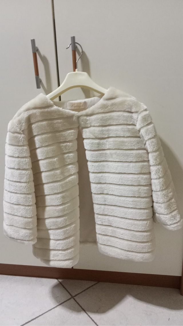 Pelliccia bianca manica 3/4