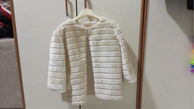 Pelliccia bianca manica 3/4
