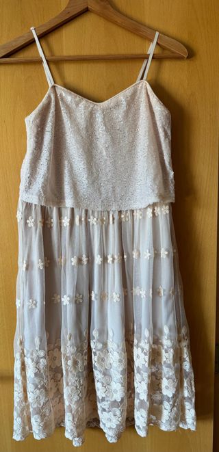 Vestido fiesta Molly Bracken Talla M Beige-rosa