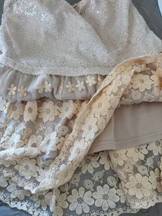 Vestido fiesta Molly Bracken Talla M Beige-rosa