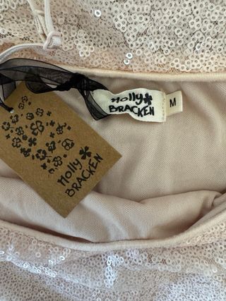 Vestido fiesta Molly Bracken Talla M Beige-rosa