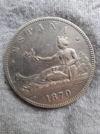Moneda 5 Pesetas Plata 1870