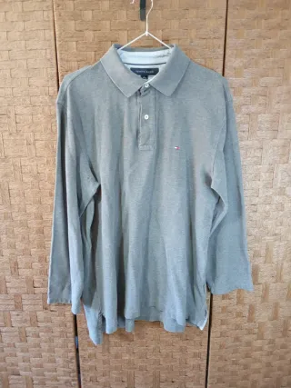 Polo Tommy Hilfiger Gris Manga Larga
