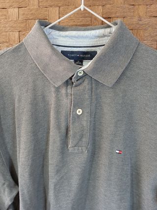 Polo Tommy Hilfiger Gris Manga Larga