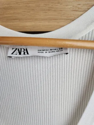 Top Zara blanco canalé