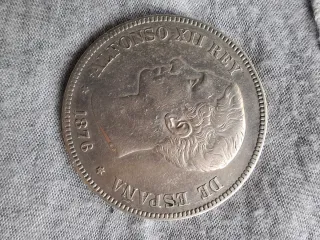 Moneda 5 Pesetas Plata Alfonso XII 1876
