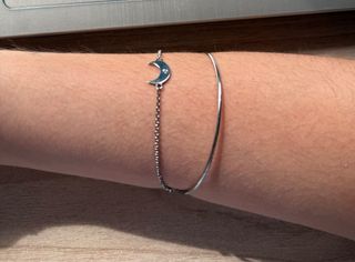 Pulsera Lotus Luna y Diamante Plata