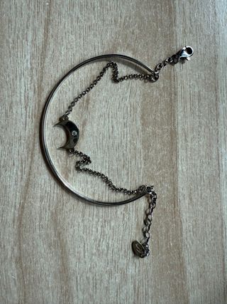 Pulsera Lotus Luna y Diamante Plata