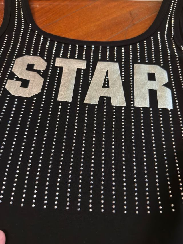 BODY NERO E ARGENTO CON STRASS E SCRITTA “STAR”