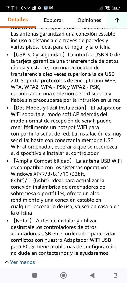 Adaptador WiFi USB NEWFAST 4x 6dBi Antenas