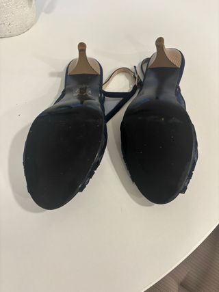 Zapatos de fiesta peep toe azul marino talla 41