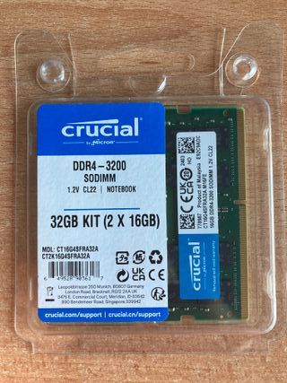 2x16GB Crucial DDR4-3200 SODIMM 1.2V