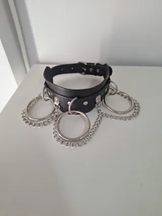 Gargantilla Punk Rock con Aros y Cadena