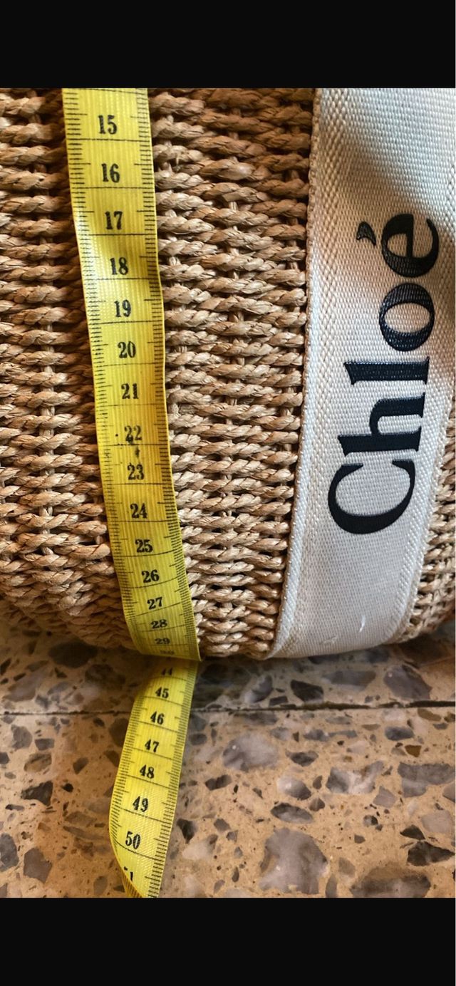 Bolso de rafia Chloe beige y marrón