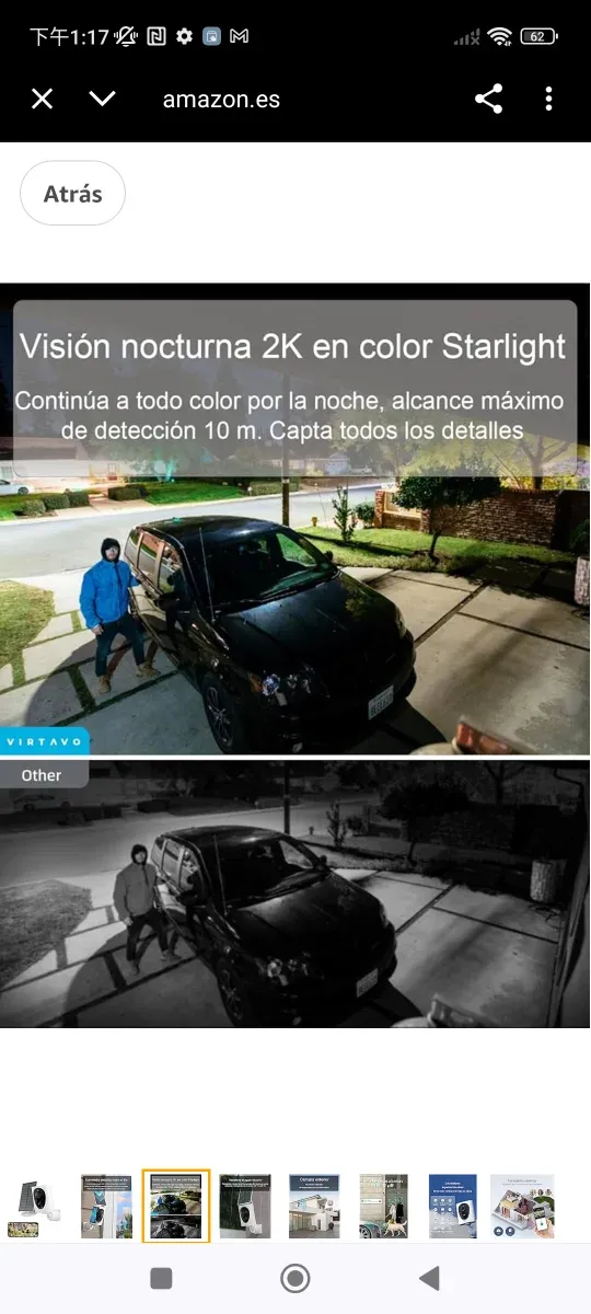 Virtavo Cámara Vigilancia WiFi 2K Solar Exterior