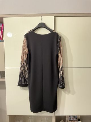 Abito fantasia beige e nero