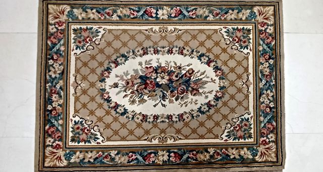 Alfombra Lana 200x135 cm Diseño Floral