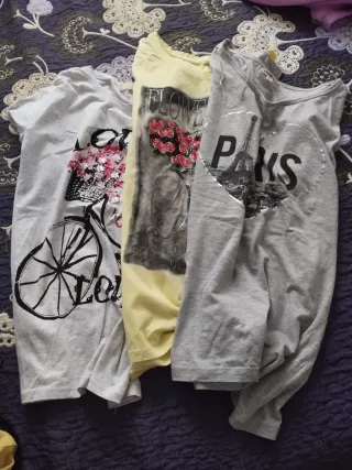 Lote 3 camisetas grises y amarillas