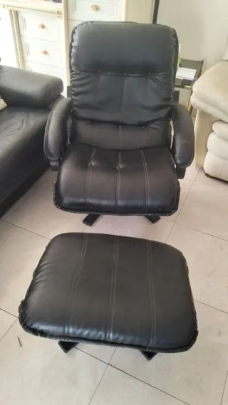 Sillón de piel con reposapiés recoger en marbella