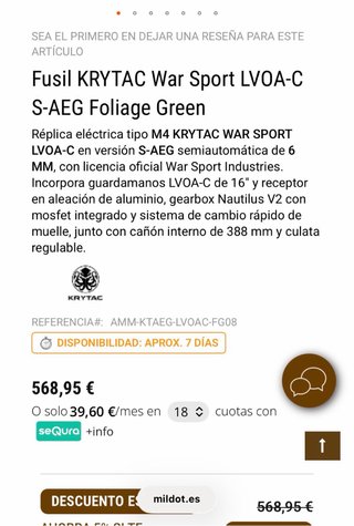 Funda airsof y replica  Krytac LVoa