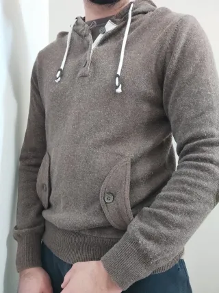 Felpa uomo marrone con cappuccio