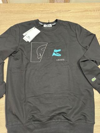 Sudadera Lacoste Negra con Diseño Cocodrilo