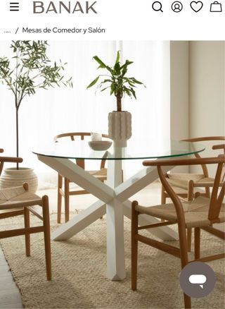 Mesa Comedor Banak Redonda Cristal Blanca