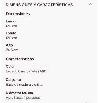 Mesa Comedor Banak Redonda Cristal Blanca